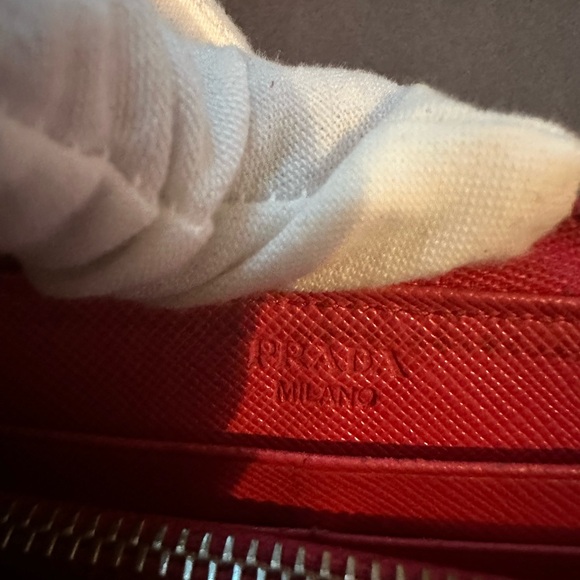 Prada Red Saffiano Leather Zip Around Wallet - Picture 16 of 17